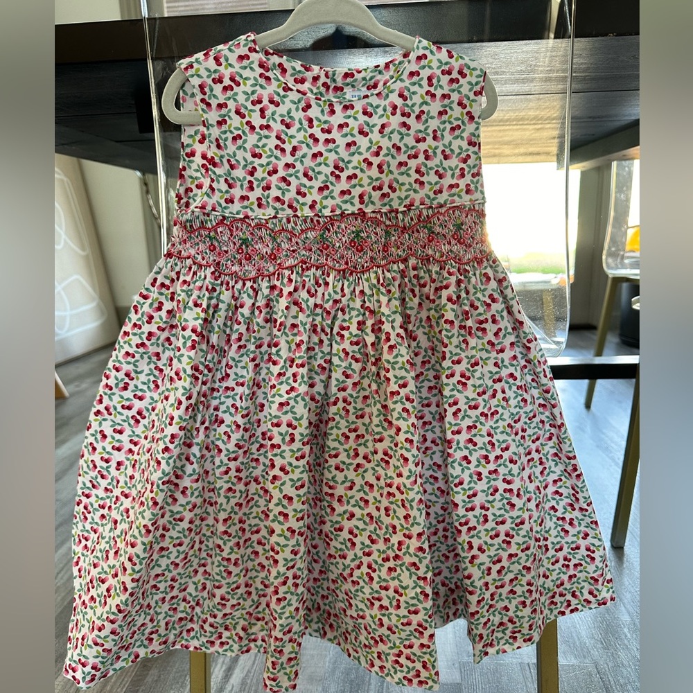 Luli & Me Cherry Berry Smocked Dress NWOT.